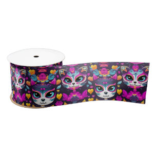 😻Gatos de Muertos Fiesta Satin Ribbon