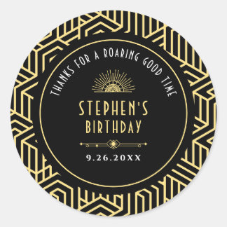 Gatsby 1920s Art Deco Birthday Party Thank You Classic Round Sticker