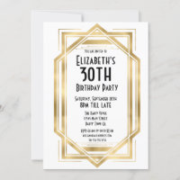 Gatsby 1920s Art Deco White | Gold 30th Birthday