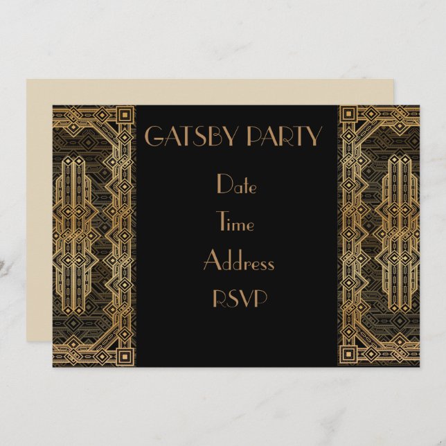 Gatsby 1920s costume party invitation (Front/Back)