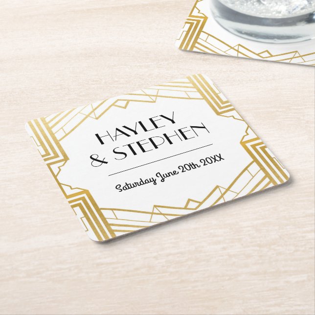 Gatsby Art Deco 1920's Coasters Wedding Party (Angled)