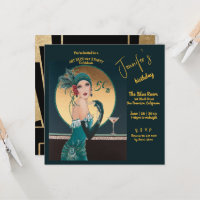 Gatsby Art Deco 50th Birthday Party Invitations