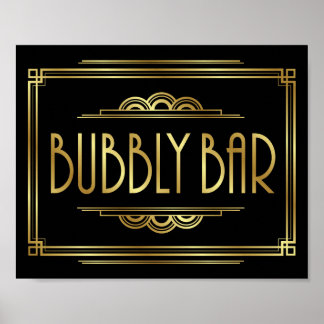 Gatsby Art Deco BUBBLY BAR Sign Print