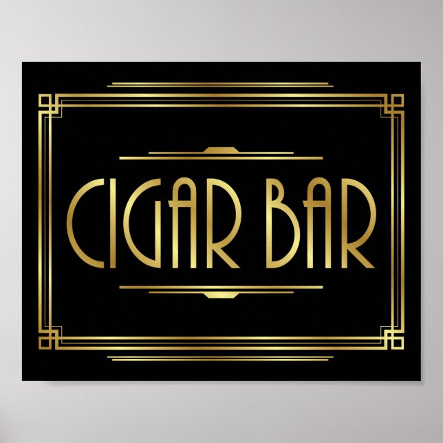 Gatsby Art Deco CIGAR BAR Sign Print (Front)