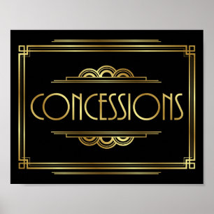 Gatsby Art Deco CONCESSIONS Sign Print