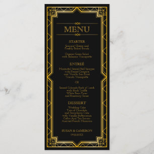 Gatsby Art Deco Dinner Menu   Editable Colour