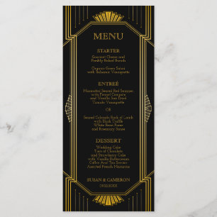 Gatsby Art Deco Dinner Menu   Editable Colour