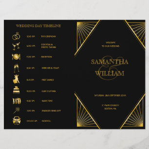 Gatsby Art Deco Folded Wedding Timeline