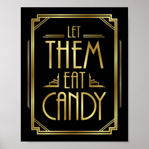 Gatsby Art Deco LET THEM EAT CANDY Sign Print