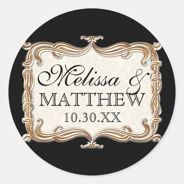 Gatsby Art Deco Nouveau Lace Faux Gold Tulip Classic Round Sticker (Front)