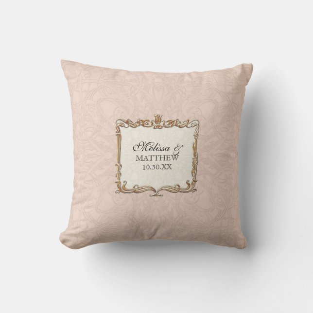 Gatsby Art Deco Nouveau Lace Faux Gold Tulip Cushion (Front)