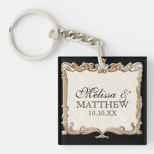 Gatsby Art Deco Nouveau Lace Faux Gold Tulip Key Ring