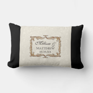 Gatsby Art Deco Nouveau Lace Faux Gold Tulip Lumbar Cushion