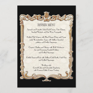 Gatsby Art Deco Nouveau Lace Faux Gold Tulip Menu