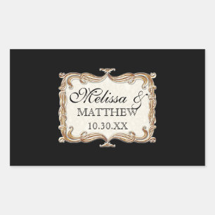 Gatsby Art Deco Nouveau Lace Faux Gold Tulip Rectangular Sticker