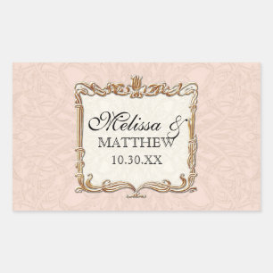Gatsby Art Deco Nouveau Lace Faux Gold Tulip Rectangular Sticker