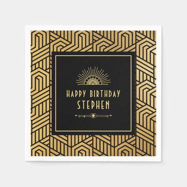 Gatsby Art Deco Roaring 20s Birthday Party Napkin (Front)