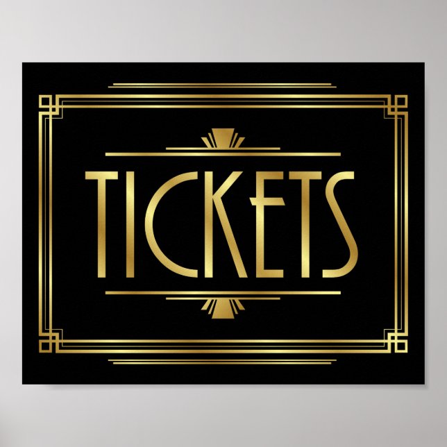 Gatsby Art Deco TICKETS Sign Print (Front)