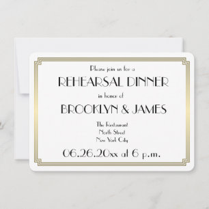Gatsby Art Deco Wedding Rehearsal Invitation Round
