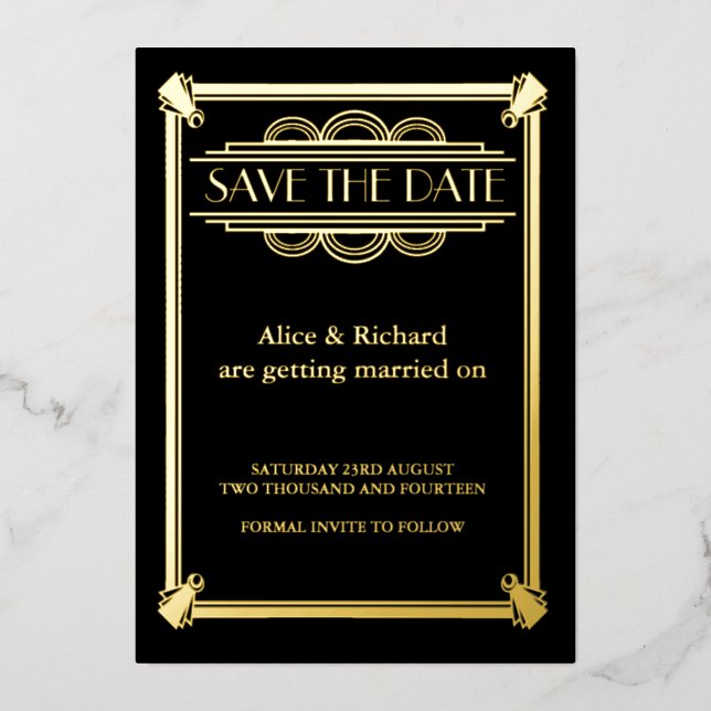 GATSBY ART DECO wedding SAVE THE DATE (Front)