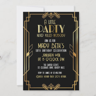 Gatsby Birthday, Murder Mystery Invitation