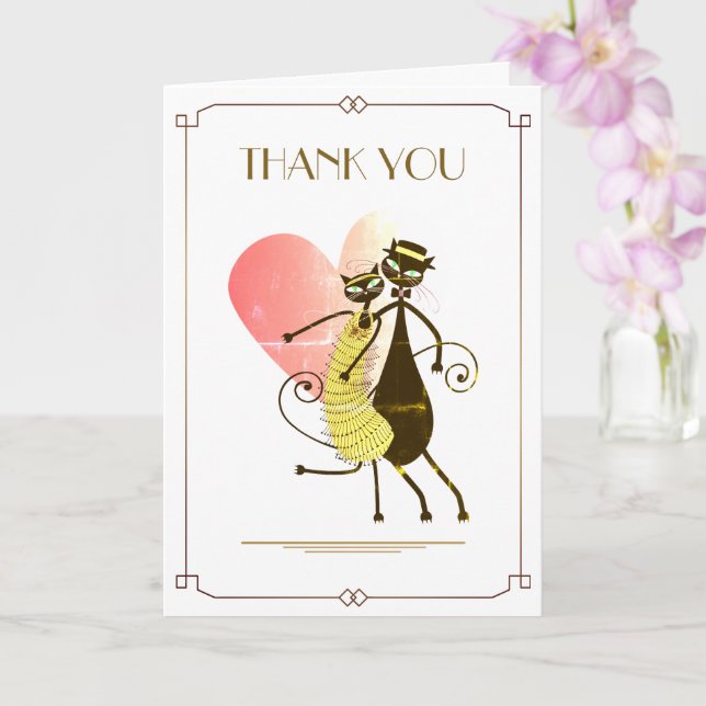 Gatsby Black Cats Wedding Thank You Card (Orchid)