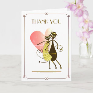 Gatsby Black Cats Wedding Thank You Card