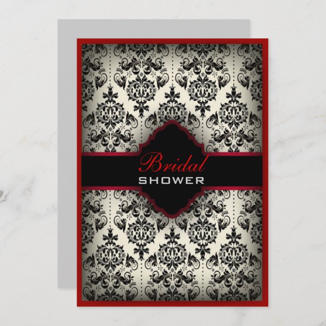 Gatsby black white damask paris bridal Shower Invitation (Front/Back)