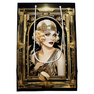 Gatsby flapper girl blonde hair 1920's party medium gift bag