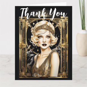 Gatsby flapper girl blonde thank you 1920's card
