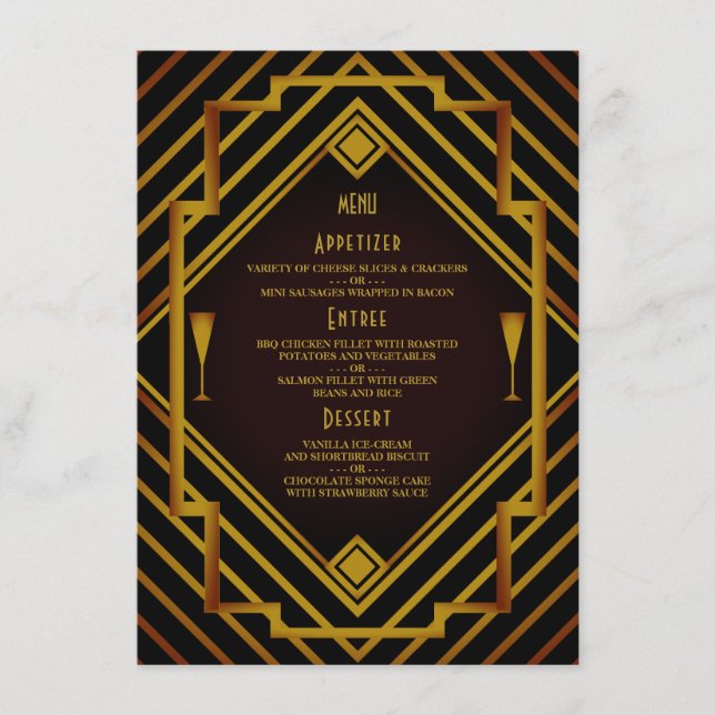 Gatsby Gold 1920's New Year Menu (Front)