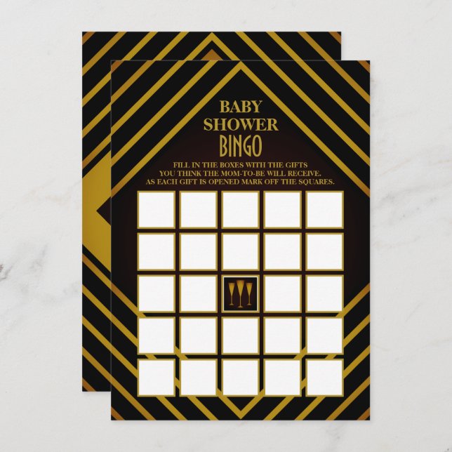 Gatsby Gold 2020's Baby Shower Bingo Card (Front/Back)