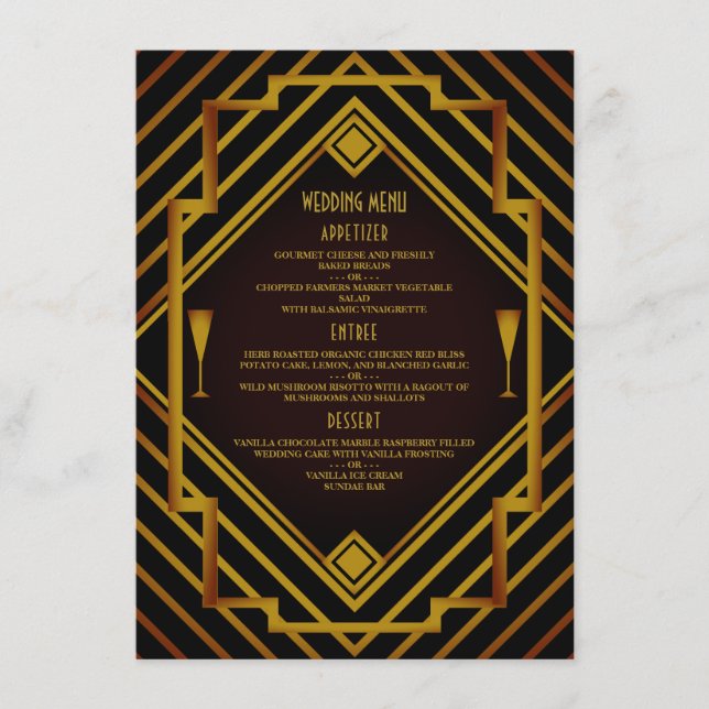Gatsby Gold 2020's Wedding Menu (Front)
