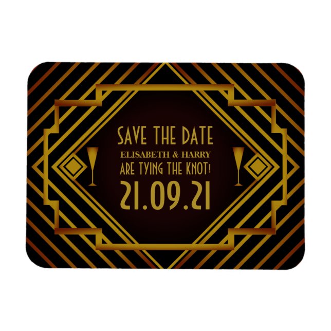 Gatsby Gold 2020's Wedding Save The Date Magnet (Horizontal)