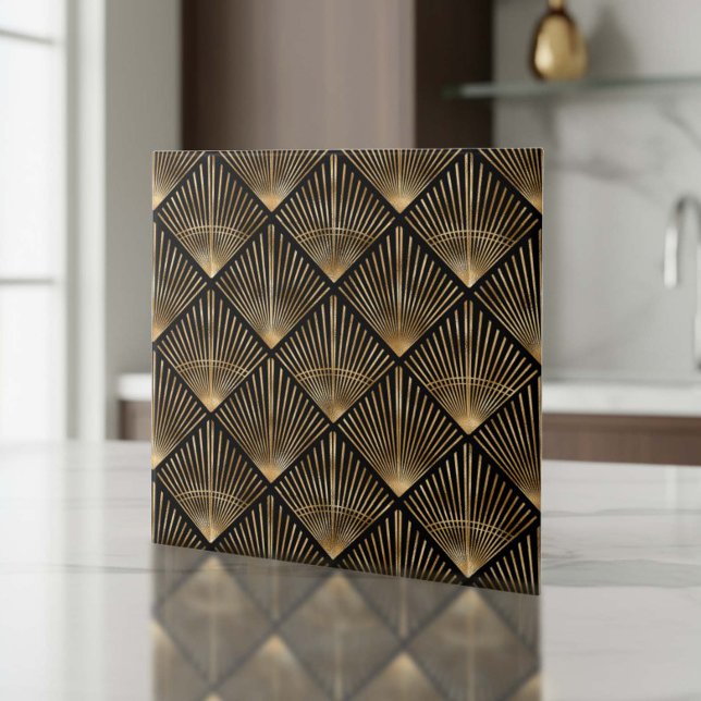 Gatsby Gold Art Deco Fan Pattern ID1188 Ceramic Tile (Creator Uploaded)