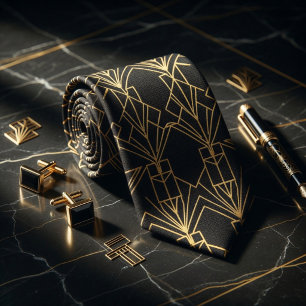 Gatsby Gold Art Deco Tie