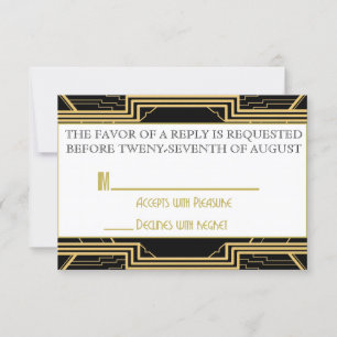 Gatsby Gold Wedding Suite Ceremony RSVP Party Card