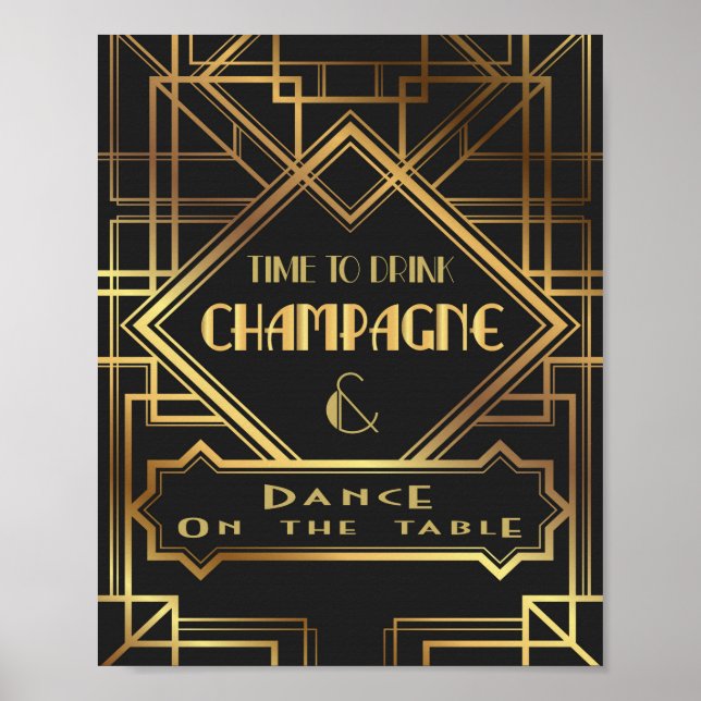 Gatsby inspired Time to Drink Champagne Poster (Front)