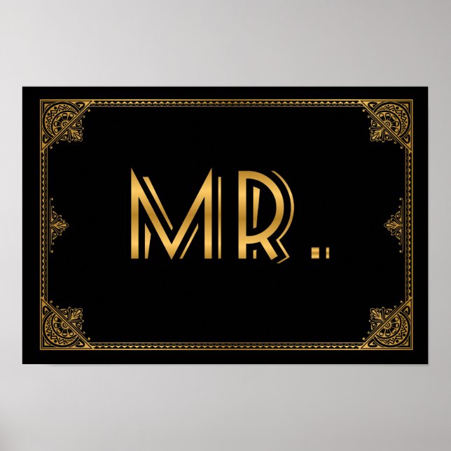 Gatsby inspired wedding sign MR. (Front)