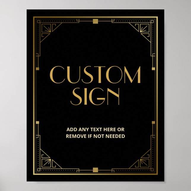 Gatsby Roaring 20s Art Deco Speakeasy Custom Sign (Front)