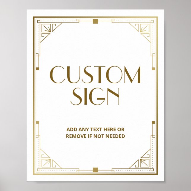 Gatsby Roaring 20s Art Deco Speakeasy Custom Sign (Front)