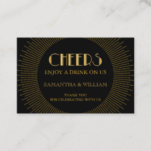 Gatsby Wedding Free Drink Ticket Custom Colour