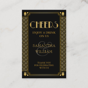 Gatsby Wedding Free Drink Ticket Custom Colour