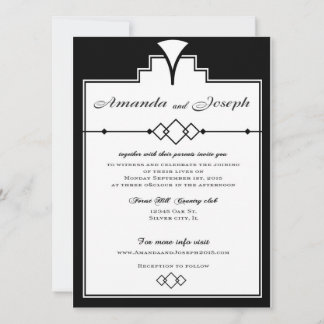 Gatsby Wedding invitation Black and white