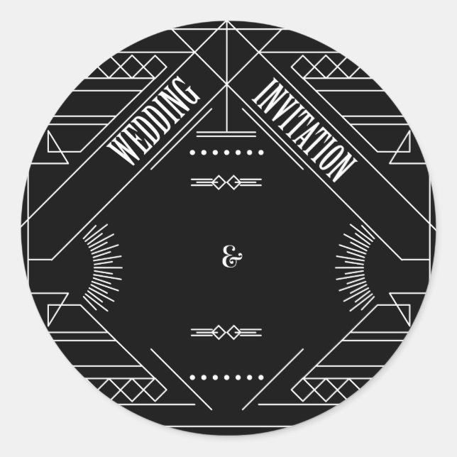 gatsby wedding invitations classic round sticker (Front)