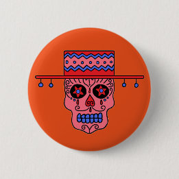Gaucho Sugar Skull 6 Cm Round Badge