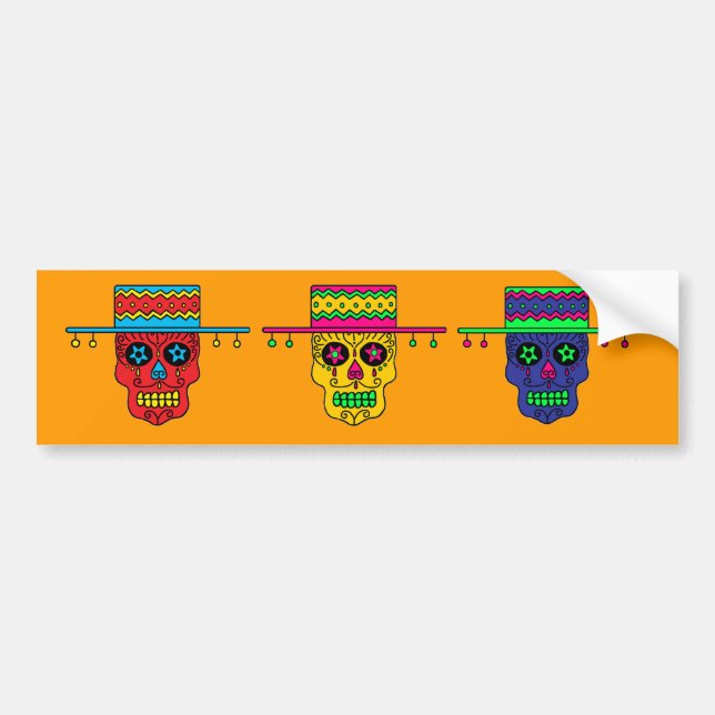 Gaucho Sugar Skull Bumper Sticker (Front)
