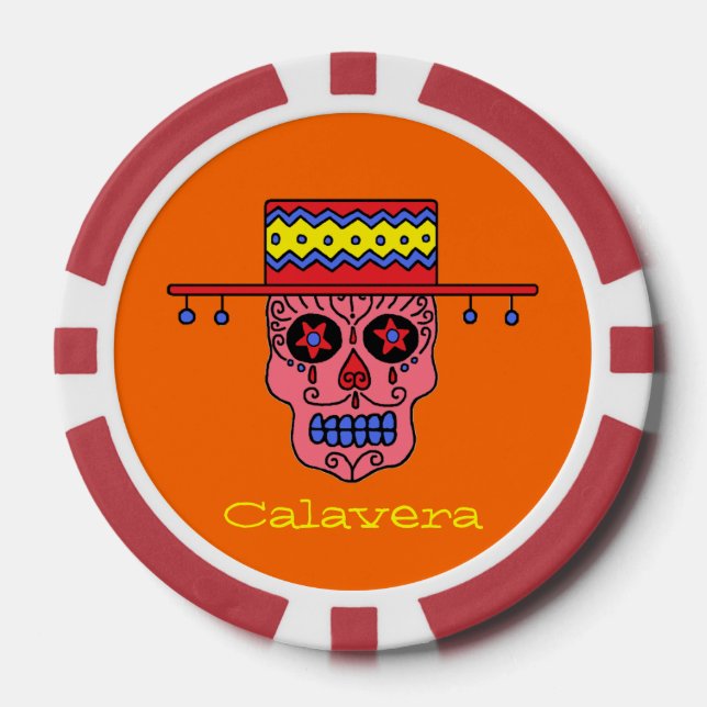 Gaucho Sugar Skull Poker Chips (Front)