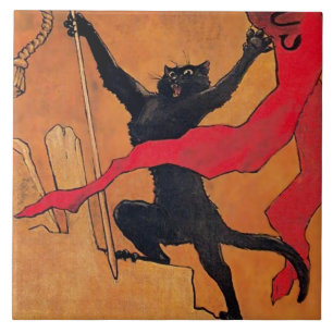 “Gaudeamus Cat” by Theophile Steinlen Ceramic Tile