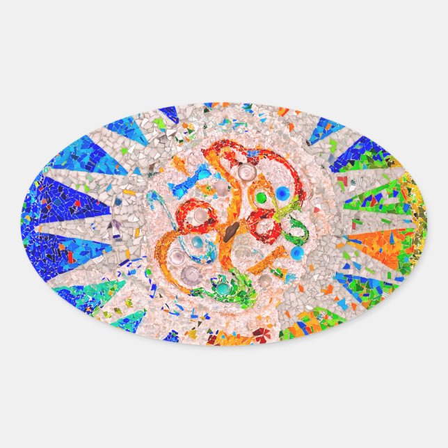 Gaudi Detail Blue Oval Sticker (Front)